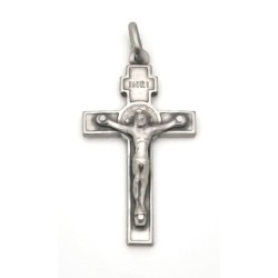 Pendentif croix multi-saints en argent. 26 mm