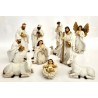 Set 11 sujets crèche polystone antic blanc 15cm