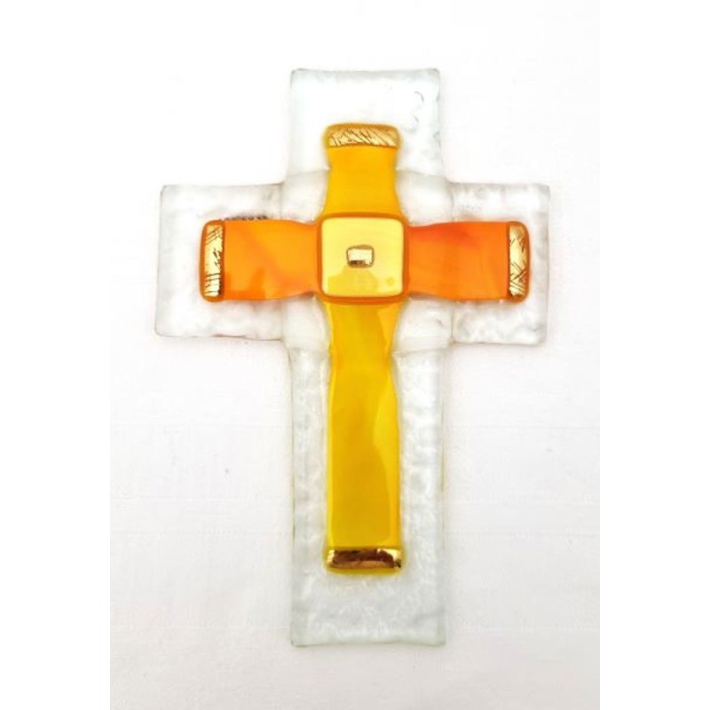 Croix en verre orange