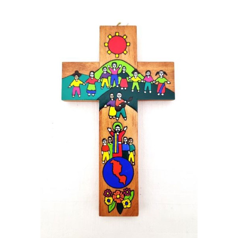 Croix pour enfant en bois peint. 15 cm