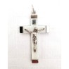 Crucifix en métal argenté avec insert lumineux. 4.5 cm