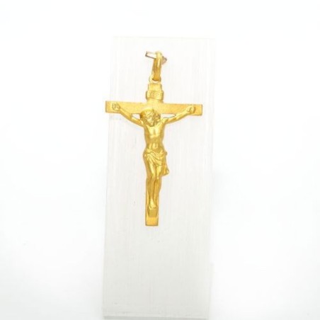 Pendentif crucifix de Golgotha en plaqué or vermeil. 40 mm