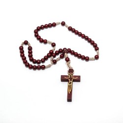 Chapelet franciscain en bois rouge sur corde