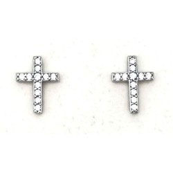 Boucles d'oreilles croix avec brillants Argent S925