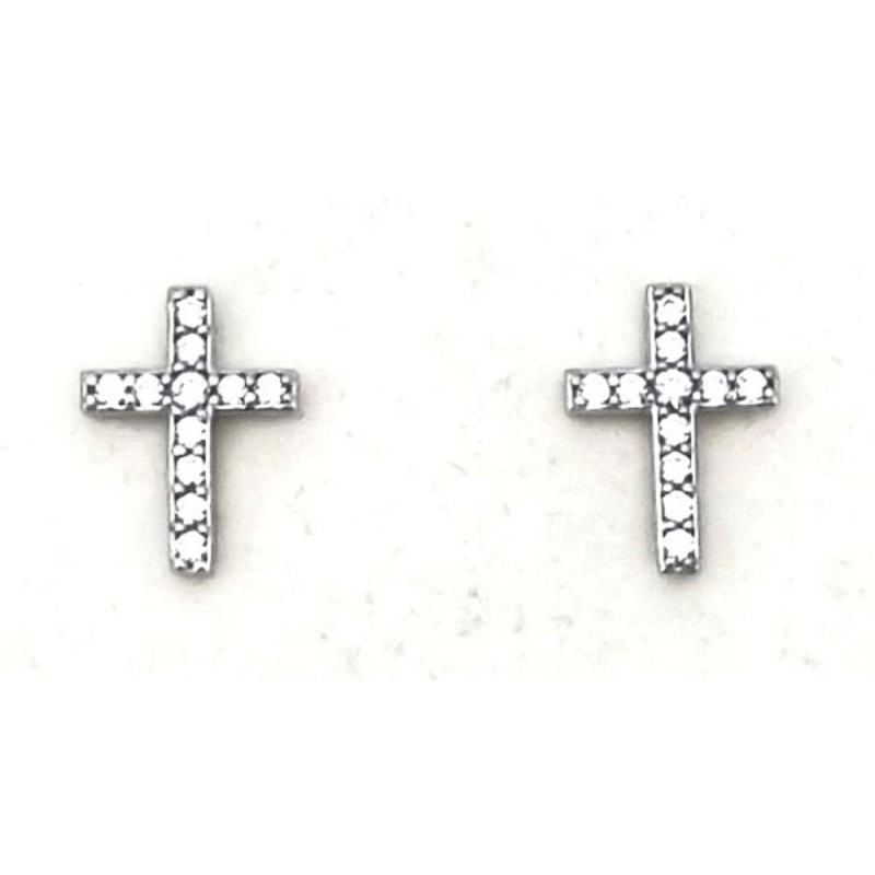 Boucles d'oreilles croix avec brillants Argent S925
