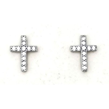 Boucles d'oreilles croix avec brillants Argent S925