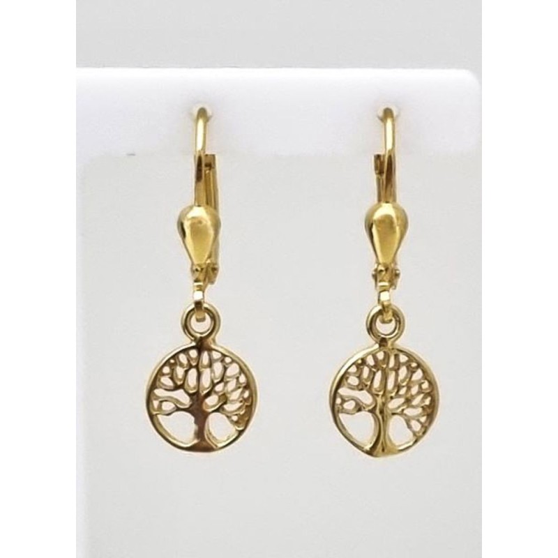 Boucles d'oreilles Arbre de vie 8mm Argent/Pl.Or