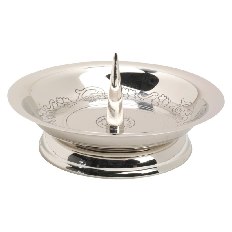 Bougeoir chromé. 14 cm de diamètre