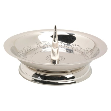 Bougeoir chromé. 14 cm de diamètre
