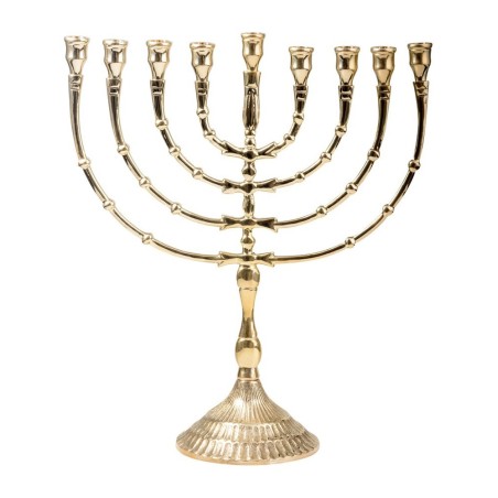 Gouden Chanukkia kandelaar met negen takken. 32 cm