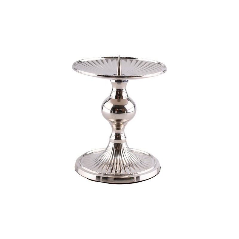 Bougeoir H 12 cm D 11 cm chromé