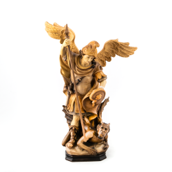 Statue de Saint Michel en bois. 30 cm