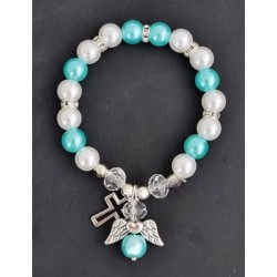 Bracelet enfant perle blanc et bleu ou blanc et rose