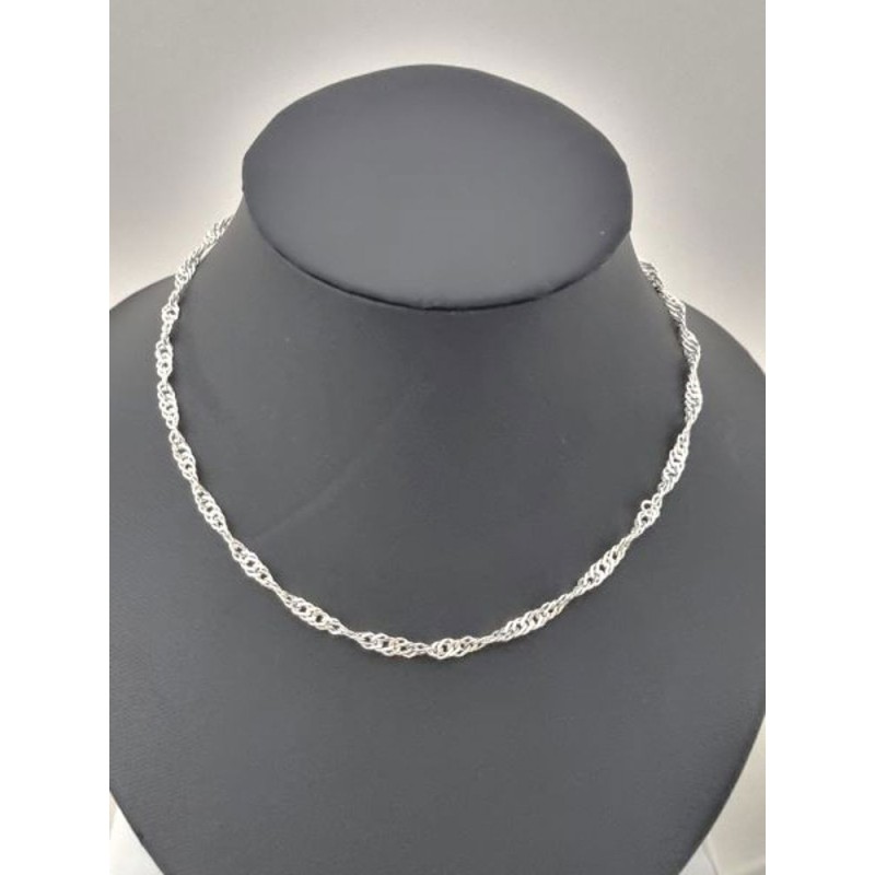 Chaine karabiner Singapour en argent. 40 cm