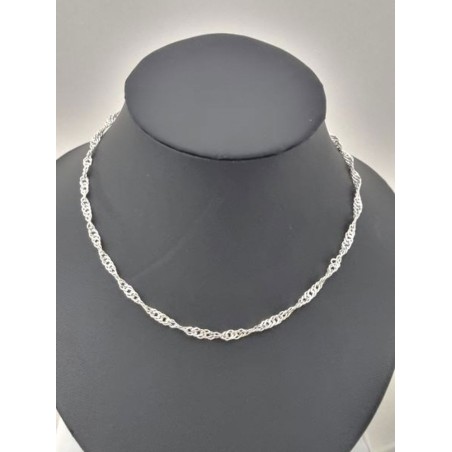 Chaine karabiner Singapour en argent. 40 cm