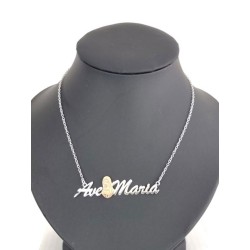 pendentif + chaine AVE MARIA Argent S925 + vierge PL.Or