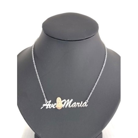 pendentif + chaine AVE MARIA Argent S925 + vierge PL.Or