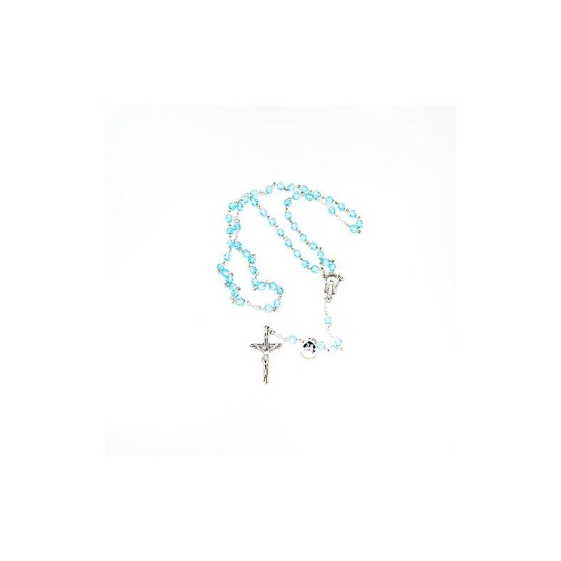 Chapelet de la Vierge Miraculeuse en cristal bleu azur