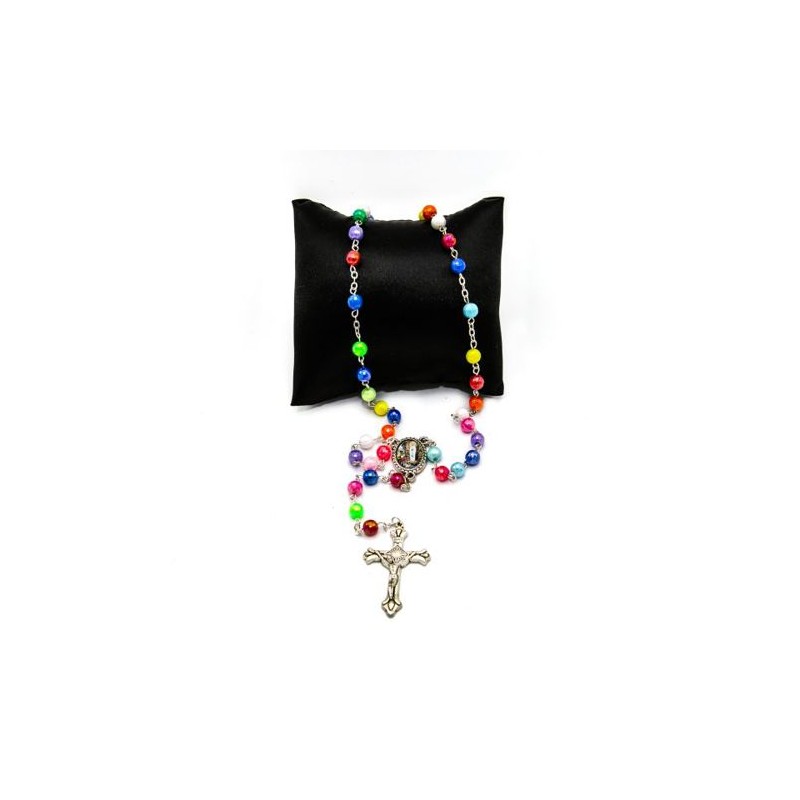 Chapelet Notre Dame de Lourdes en plastique multicolore