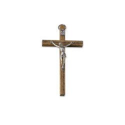 Croix en bois avec Christ en métal. 13 cm