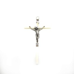 Croix lumineuse en PVC avec Christ en métal. 21 cm