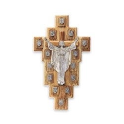 Crucifix bois olivier Via Cruccis Argent 52x31cm