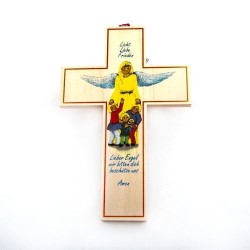 Croix en bois avec texte. 18 cm