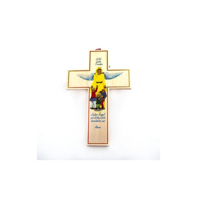 Croix en bois avec texte. 18 cm