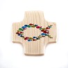 Croix en bois pour enfant décorée avec des poissons. 8.5/8.5 cm