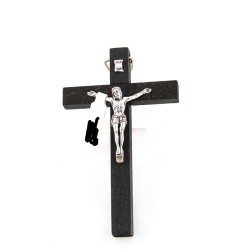 Crucifix en bois avec Christ argenté. 10 cm