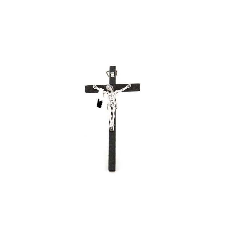 Crucifix en bois avec Christ argenté. 13 cm