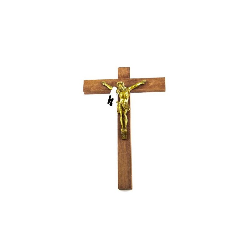 Crucifix en bois avec Christ doré