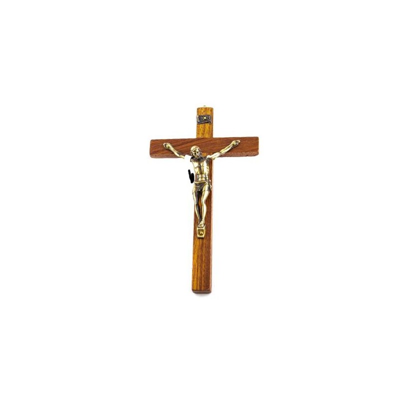 Crucifix en bois avec Christ doré. 15 cm