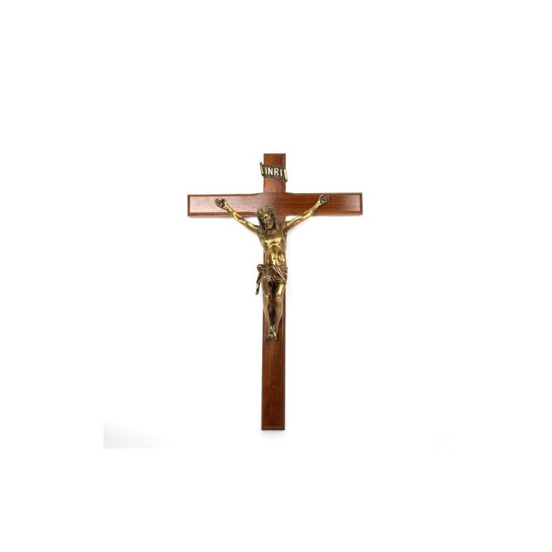 Crucifix en bois avec Christ doré. 86 cm