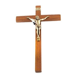 Crucifix en bois avec Christ en bronze. 23 cm