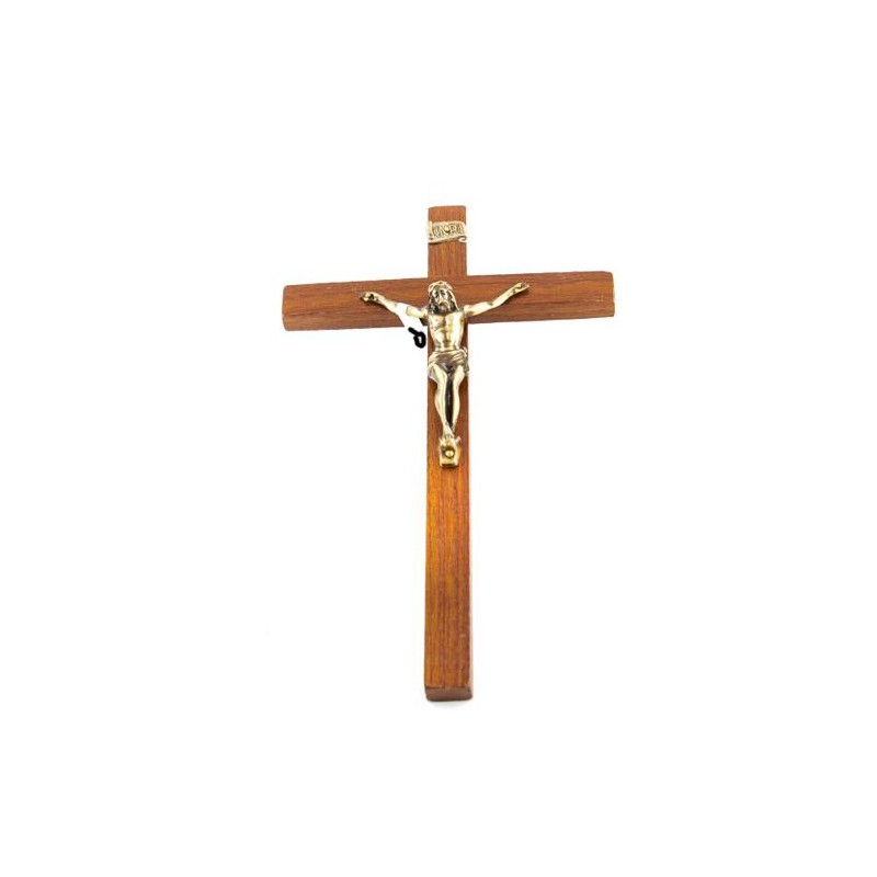 Crucifix en bois avec Christ en bronze. 23 cm