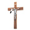 Crucifix en bois de palissandre avec Christ argenté. 17 cm