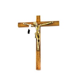 Crucifix en bois de palissandre avec Christ bronze. 17 cm