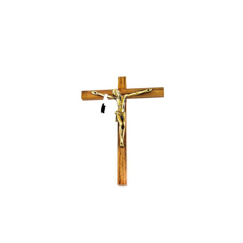 Crucifix en bois de palissandre avec Christ bronze. 17 cm