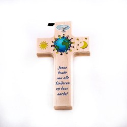 Croix enfants du monde en bois avec texte NL