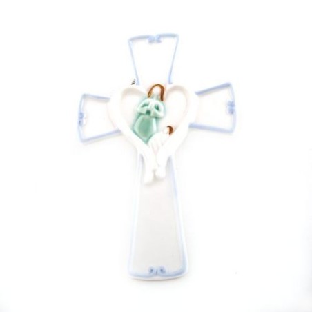 Croix avec l'Ange Gardien en céramique. 13/8.5 cm