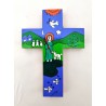 Croix enfantine en bois 10.5*x7.5cm collection Salvador peinte à la main 