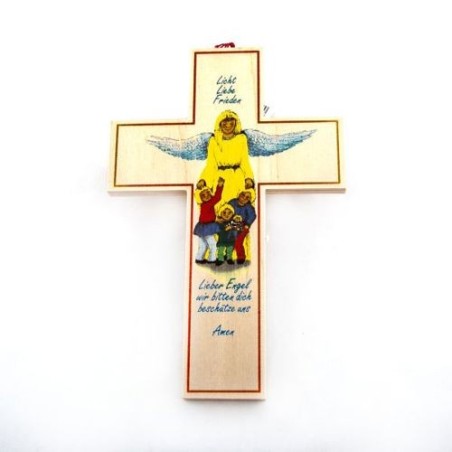 Croix en bois avec texte. 18 cm