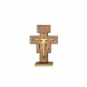 Saint Damien Houten Kruis op basis 28x19cm