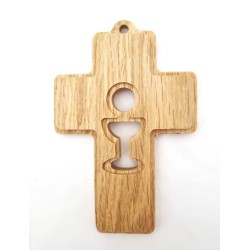 "Een geknipt eiken kruis 12x8.5cm "EEN BEKER"