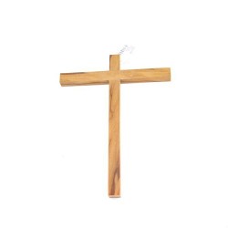 Eenvoudig kruis van olijfhout. 17 cm