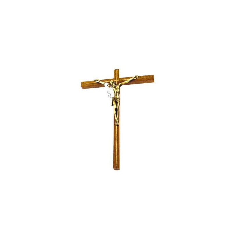 Crucifix bicolore en bois avec Christ doré