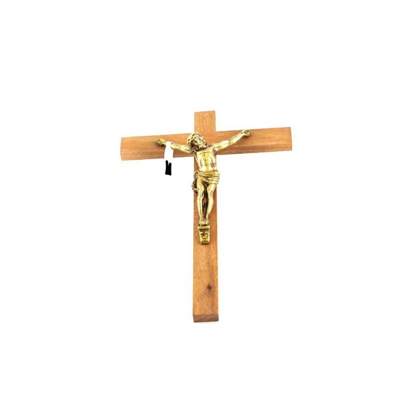 Crucifix en bois avec Christ bronze