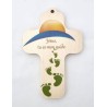 "Croix en bois 13x9cm ""Jésus guide mes pas"""