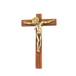 Crucifix en bois avec Christ doré